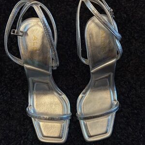 Aldo Metallic Silver Strappy Heels